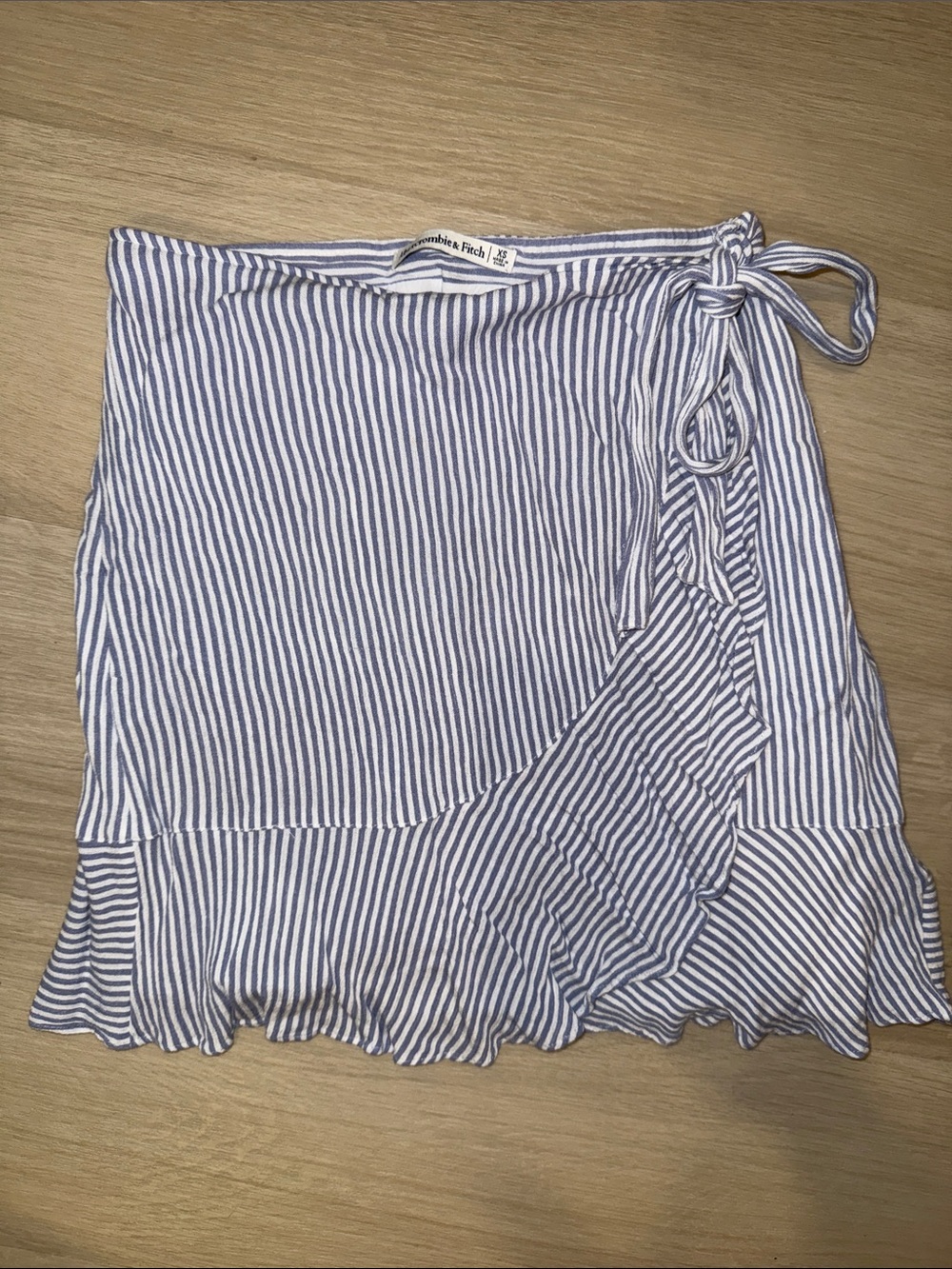 Abercrombie & Fitch Navy and White Striped Mini Wrap Skirt